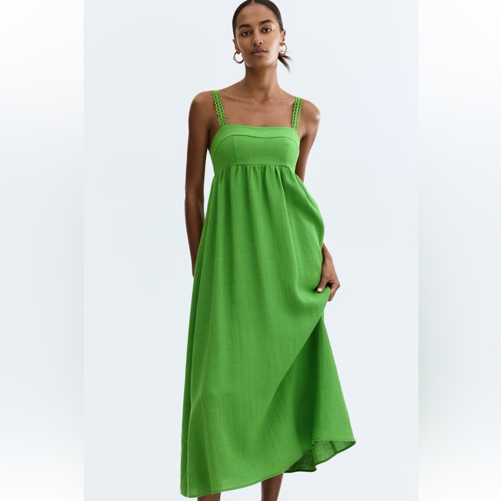 New H&M Flared Sleeveless Dress With Crochet Straps